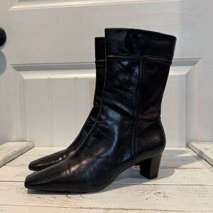 Cole Haan Black Leather Mid-Calf Boots